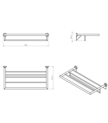 Porte-serviettes hôtel Cosmic Kubic Cool 335110 chrome 60cm