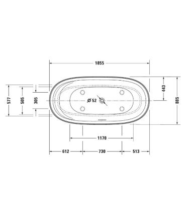 Baignoire îlot Duravit Cape Cod 185x88