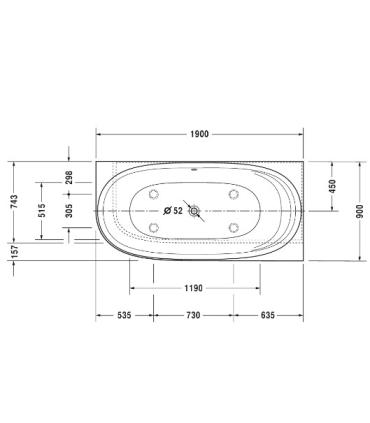 Vasca angolare con pannello Duravit Cape Cod dx