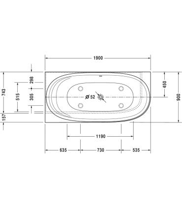 Baignoire d'angle avec panneau Duravit Cape Cod gauche