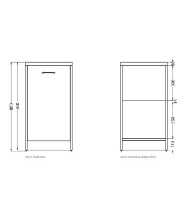 Meuble bas pour buanderie Colavene Domestica 45x38 1 porte gauche