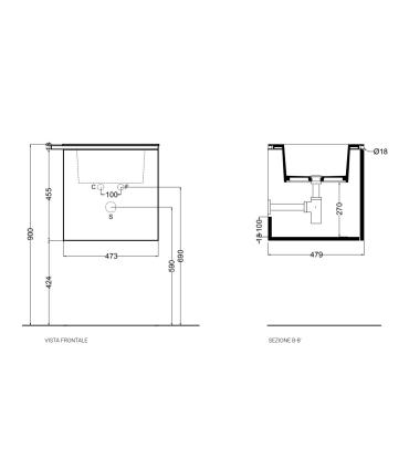 Colavene Cubo suspended washbasin unit with 1 left door