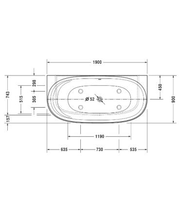 Vasca idromassaggio a parete con pannello Duravit Cape Cod