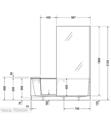 Baignoire avec porte et caisson Duravit 700404 droite