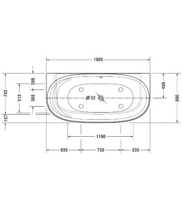 Vasca a parete con pannello Duravit Cape Cod