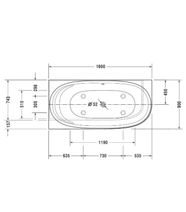 Corner hydromassage bathtub with Duravit Cape Cod panel left