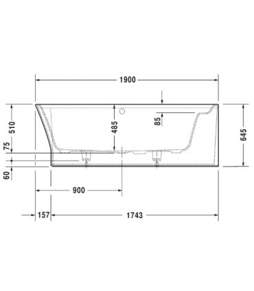 Baignoire d'hydromassage d'angle avec panneau Duravit Cape Cod DX