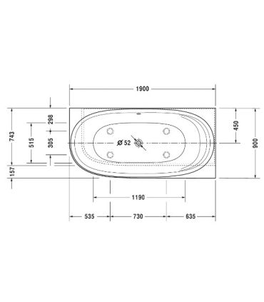 Corner hydromassage bathtub with Duravit Cape Cod DX panel