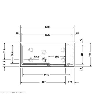 Vasca con porta e box Duravit 700454 sx per nicchia