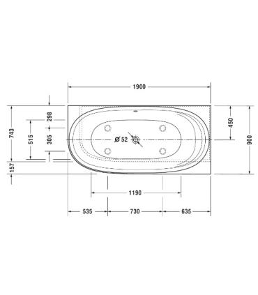 Baignoire d'hydromassage d'angle avec panneau Duravit Cape Cod DX