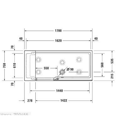 Bathtub with door and box Duravit 700455 right for niche