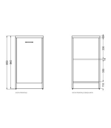 Meuble bas pour buanderie Colavene Domestica 45x38 1 porte droite