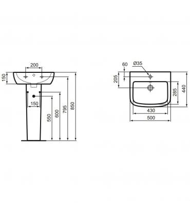 Washbasin wall mounted, ceramic dolomite collection gemma 2 ceramic