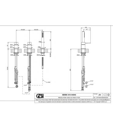 3-hole bath mixer Gessi series Bath316 Flessa art. 54043