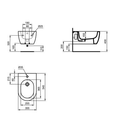 Ideal standard wall hung bidet Blend series art.T3750