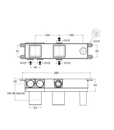 Left built-in body for bathtub and shower Cristina Rubinetterie CRICS101