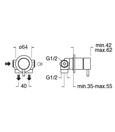 Cristina Rubinetterie Tricolore TV683 built-in diverter