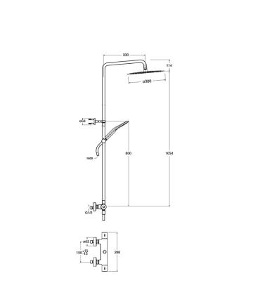 Thermostatic shower column Cristina taps Tricolore TV448