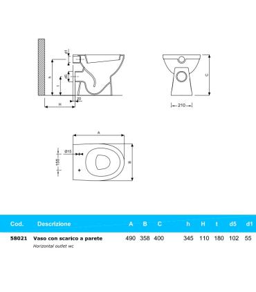 Pozzi Ginori Selnova Pro floor standing toilet, wall outlet