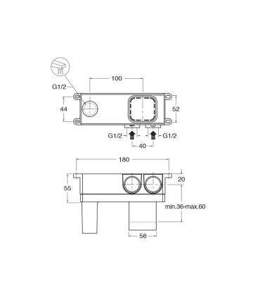 Cristina Rubinetterie CS200 DX built-in basin mixer body