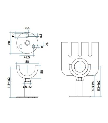 IRSAP Fixing kit adjustable floor standing, for Tesi, white