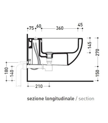 Single hole wall hung bidet, Flaminia, App Ap218 AP218 series