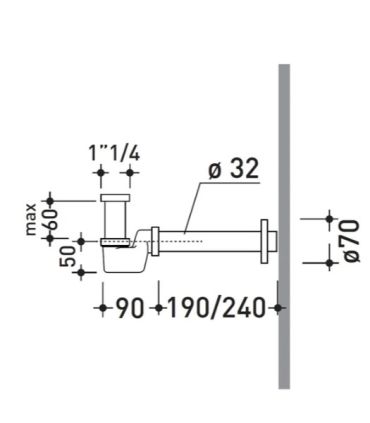 Siphon abaissé pour bidet Ceramica Flaminia SIFB chrome