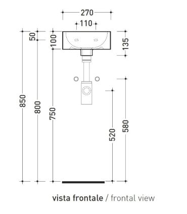 Wall-mounted washbasin 27 cm Flaminia Twin