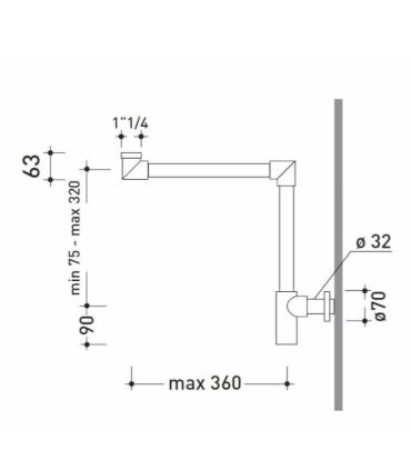 Siphon gain de place, Flaminia art. Sifl03 chrome.