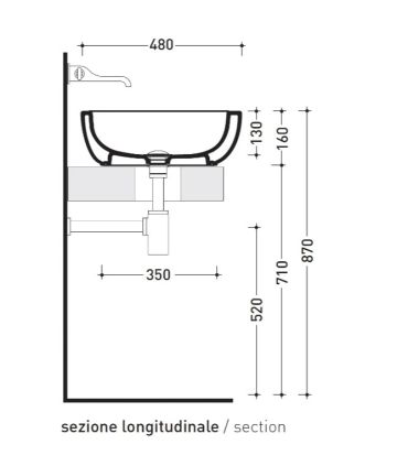 Countertop washbasin Flaminia Como 51x48cm