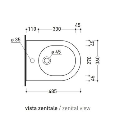 Wall mounted bidet single hole, Flaminia collection App AP219