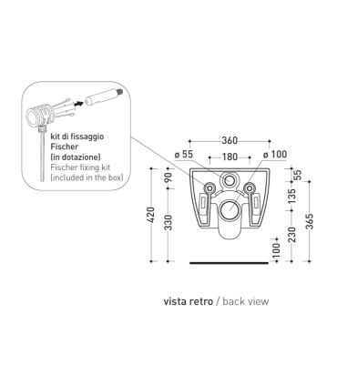 Wall hung toilet, Flaminia, collection app 54x36