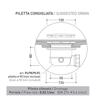 Receveur de douche Flaminia, goutte d'eau rectangulaire en céramique