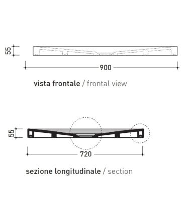 Receveur de douche Flaminia, goutte d'eau rectangulaire en céramique