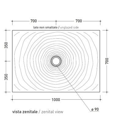 Receveur de douche Flaminia, goutte d'eau rectangulaire en céramique