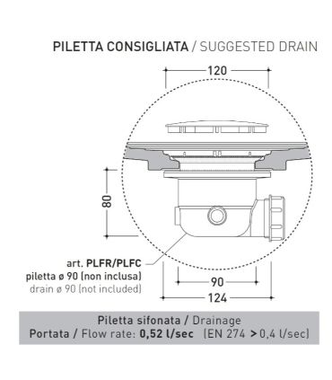 Piatto doccia Flaminia, water drop in ceramica rettangolare