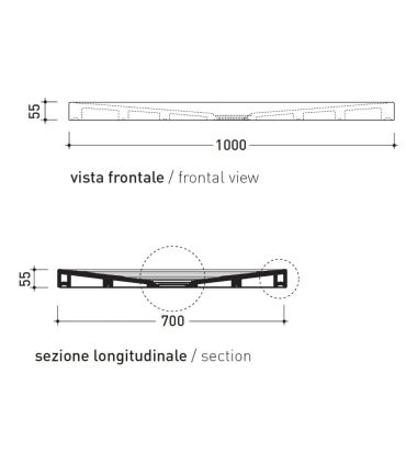 Receveur de douche Flaminia, goutte d'eau rectangulaire en céramique