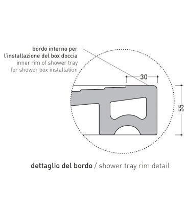 Receveur de douche Flaminia, goutte d'eau rectangulaire en céramique