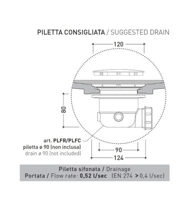 Receveur de douche Flaminia, goutte d'eau rectangulaire en céramique