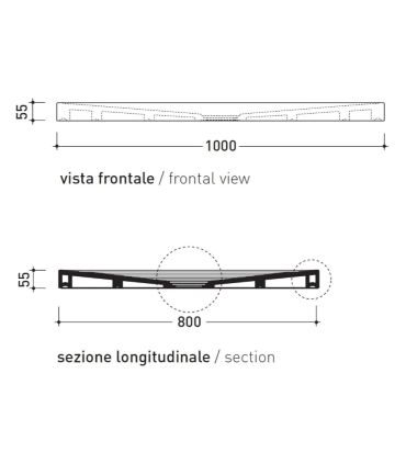 Receveur de douche Flaminia, goutte d'eau rectangulaire en céramique