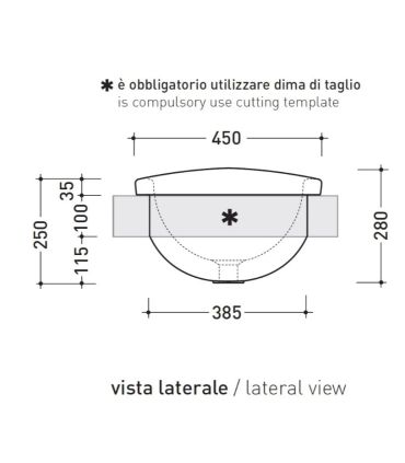 Ceramica Flaminia built-in washbasin Io series art. IO4275