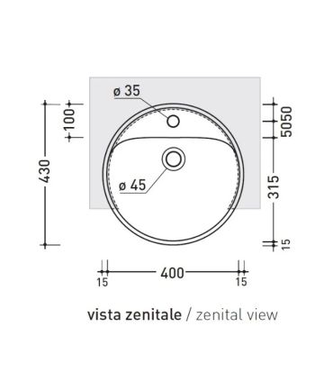 Lavabo monotrou semi-encastré Flaminia Twin