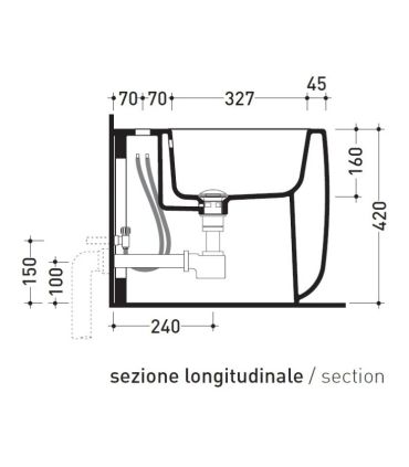 Bidet single hole floor standing, Flaminia, collection mono', Mn217