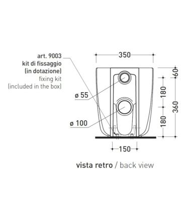 Toilet with horizontal or vertical outlet, Flaminia, collection mono'