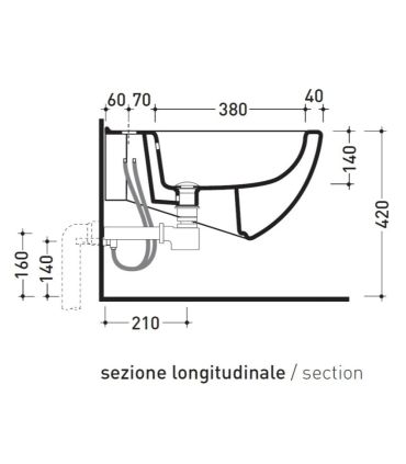 Wall mounted bidet single hole, Flaminia, spin, 5086