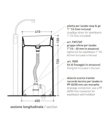 Colonne Lavabo 44cm Flaminia Monoroll MR44C