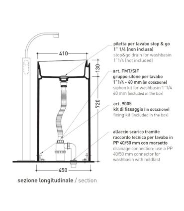 Column Washbasin 44cm Flaminia Monoroll MR44C
