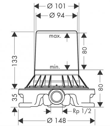 Corps à encastrer pour mitigeur bain/douche Axor 10452180