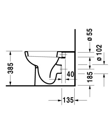 Floor standing toilet back to wall, Duravit, D-Code, white