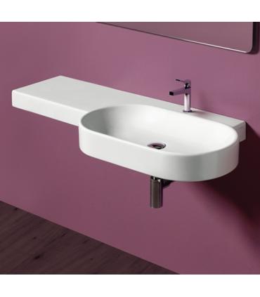 Lavabo a parete ovale con mensola di appoggio 115cm, Simas Flow